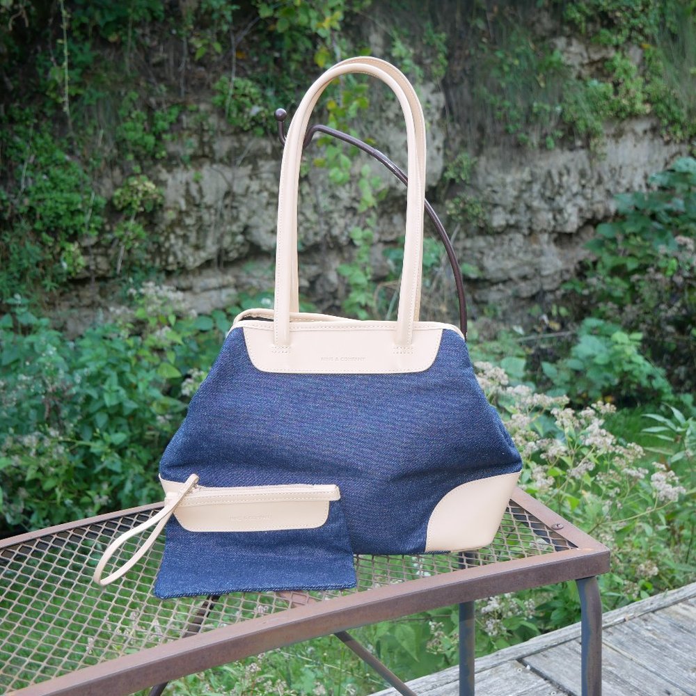 Nine & Co Denim Shoulder Bag w/ Faux Leather Trim